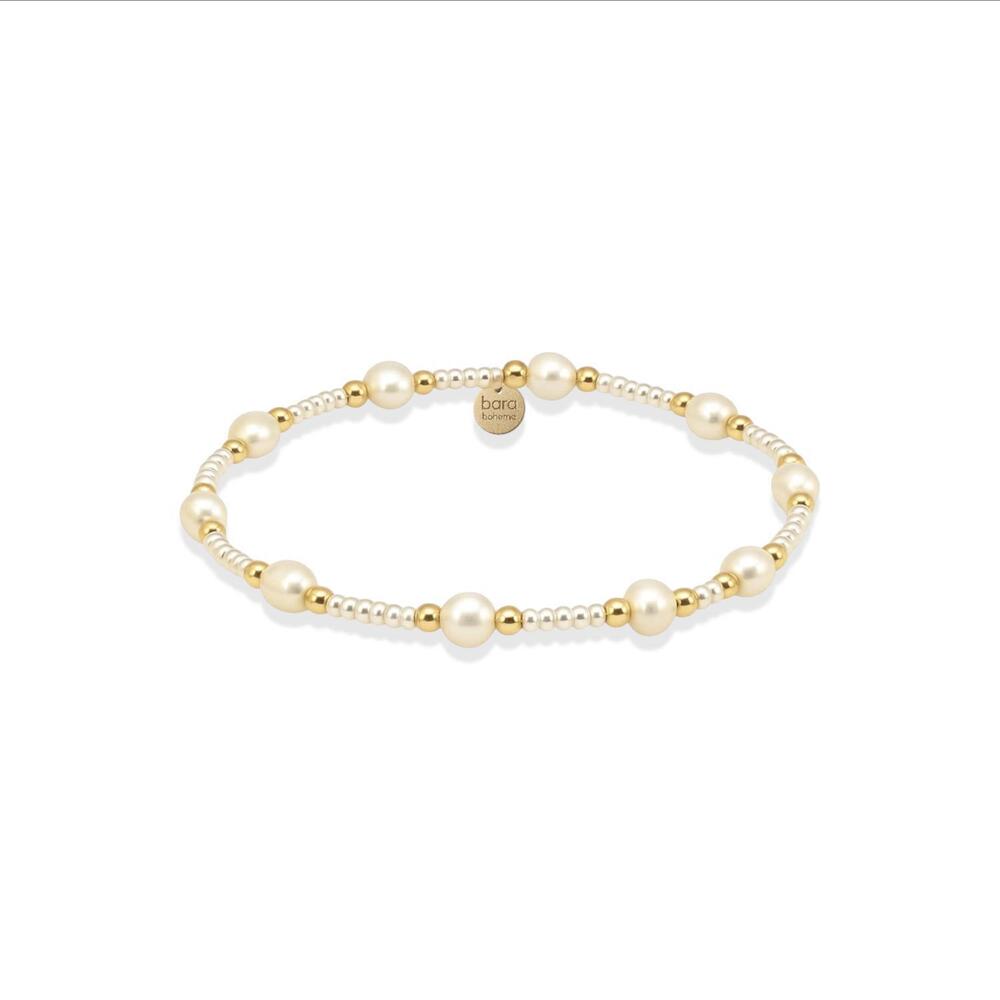 NEW BARA BOHEME women's claire beaded bracelet with pearls in gold